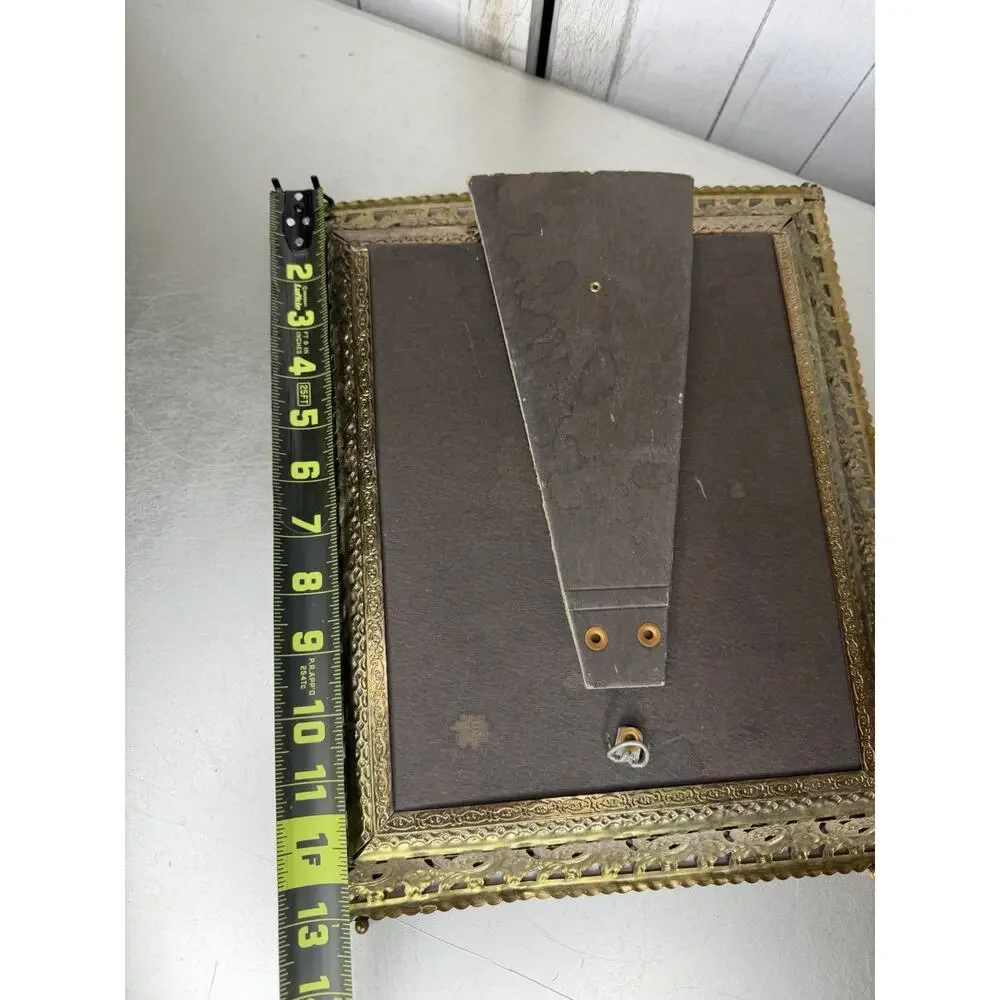 Vintage Ornate Gold Tone Metal Picture Frame Tabletop Decor Hollywood Glam